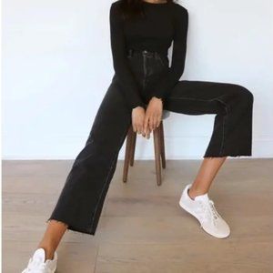 Aritzia Denim Forum The Farrah High Rise Wide Leg Jeans Black Eyeliner